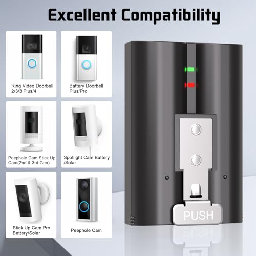JYJZPB 2-Pack Replacement Battery for Ring Doorbell Indoor Camera, 7200mAh Rechargeable Camera Batteries with Charger Station for Ring Video Doorbell 2/3/3 Plus/4, Spotlight and Stick Up Cam - Thumbnail 3
