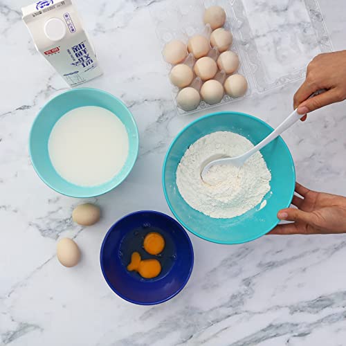 Tp Mixing Bowl Set With Lids, 6-Piece Melamine Nesting Bowls Set For Pasta Baking Salad Mixing, Set Of 3, Coastal Blue #TOP4