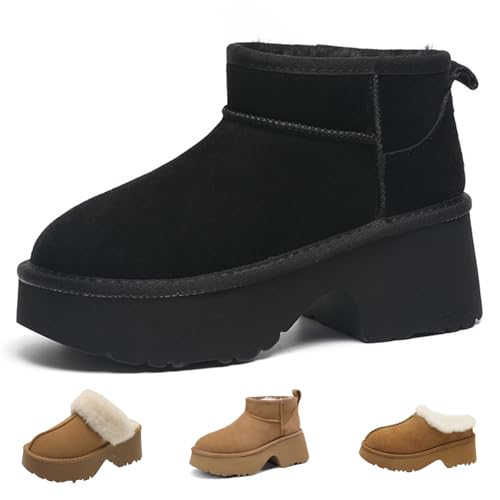 Fashion Platform Clogs for Women's Casual Outdoor Slip on Plush Lining Slippers Comfortable Outdoor Non Slip Women's Mules & Clogs