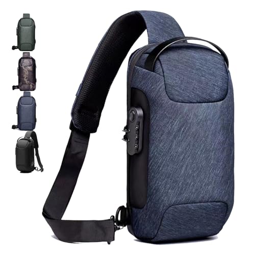 New Carbon Fiber Streamline Anti-Theft Sling Bag, Fashion Waterproof USB Charging Anti Theft Crossbody Bag Unisex