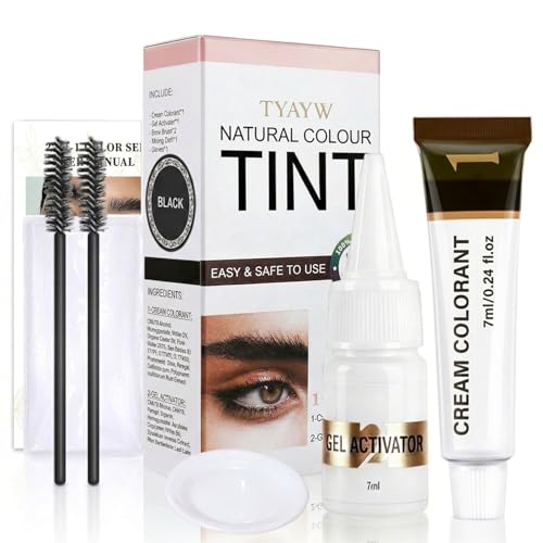 Lash Color Kit Natural Eyebrow & Eyelash Coloring Set - Instant Salon Results for Fuller Lashes Brows and Precise Root Touch-Up Easy & Safe DIY Natural Fade within 2 Weeks 7ml (Black)