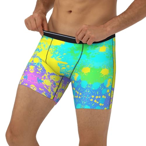 Glow in Dark Splatter Neon Men's Underwear Boxer Briefs Soft Stretch Long Leg Underpants Trunks for Gift3