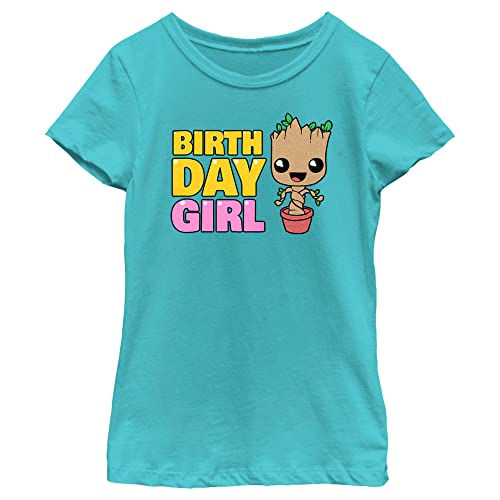 Fifth Sun Marvel Classic Guardians of The Galaxy Birthday Groot Girls Short Sleeve Tee Shirt