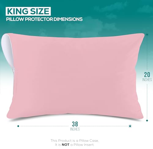 Image of Utopia Bedding Premium 100% Waterproof Pillow Protectors with Zipper King Size (Set of 2), Bed Bug and Dust Mite Proof Zippered Pillow Covers, Pillow Encasement Cases, Pink