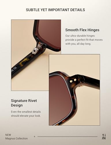 TIJN Retro Rectangular Sunglasses for Women,Vintage 90s Style,Trendy Lightweight UV Protection,Square,Tortoise with Blck Tea