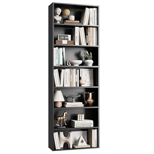 FACBOTALL 82″ Tall Bookshelf, 7-Tier Open Shelves Bookcase, Freestanding Display Storage Shelves, Tall Bookcase Home Decor Furniture for Home Office, Living Room, Bedroom, Black