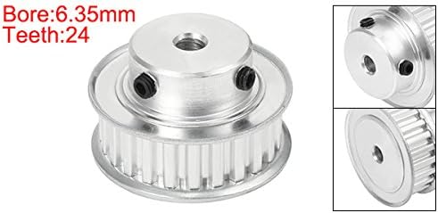 Miniatura 2 de uxcell Aluminio 24 dientes 0.250 in diámetro 0.200 in polea de correa dentada para correa de 0.394 in