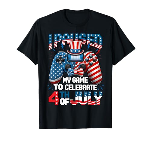 4 de julio Bandera Americana Gamer Gaming Lover Niños Niñas Adolescentes Camiseta