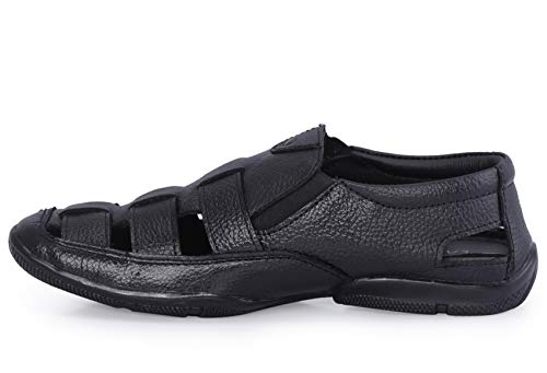Image of Lazard Khadim's Men Black Casual Slip-On Sandal - UK 7