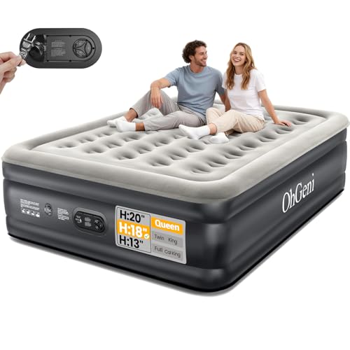 OhGeni Queen Air Mattress with Built in Pump, Ideal Alternative to a Bed, Inflatable Blow Up...