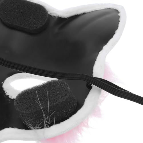 Masque de chat en peluche blanc texture douce pour déguisement - 5