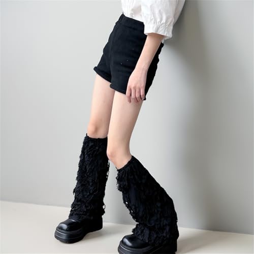 HeiBai Xiong Goth Leg Warmers for Women Punk Rave Japanese Grunge Emo Alt Gothic4
