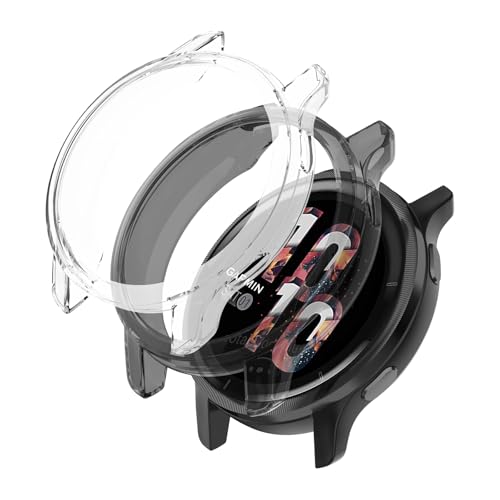 SumRioo [2 Stück] Hülle Kompatibel mit Garmin Venu 2, Anti-Fleck, Kratzfest, Stoßfeste Cover Kompatibel mit Garmin Venu 2 Superdünne TPU Schutzhülle, Schwarz+Transparent