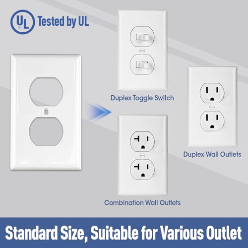 15 Pack Outlet Covers Bulk, Light Switch Cover Plate Standard Size 1-Gang 4.50\" x 2.75\", Duplex Wall Plates, Outlet Covers Wall Plate, Polycarbonate Thermoplastic, White