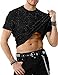 Mauro Kane Herren Glitzerndes T-Shirt Pailletten T-Shirt Für Männer Rundhalsausschnitt kurzärmelig Glitzer-Look Clubwear Party Disco Oberteil Schwarz L Baby,Schwarz günstig Kaufen-Mauro Kane Herren Glitzerndes T-Shirt Pailletten T-Shirt Für Männer Rundhalsausschnitt kurzärmelig Glitzer-Look Clubwear Party Disco Oberteil Schwarz L