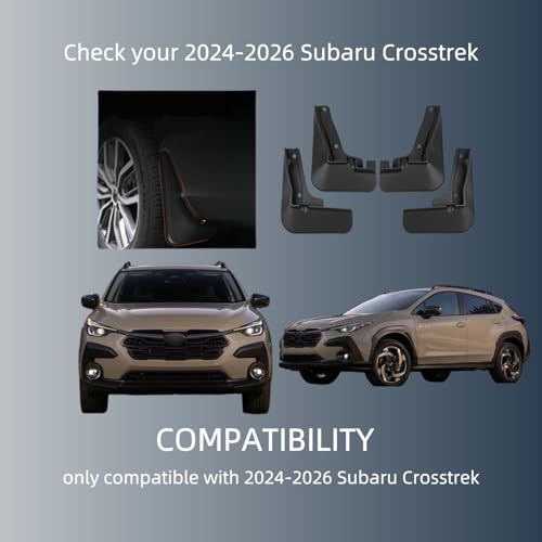 Image of No Drill Mud Flaps Splash Guards Compatible with 2024-2026 Subaru Crosstrek(Not Fit Crosstalk Wilderness),OEM Style Textured Black Custom Fit All Weather Exterior Accessories(4PCS)
