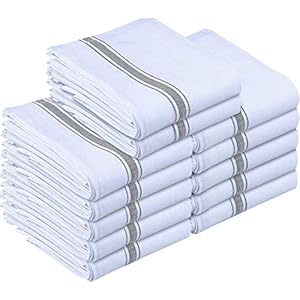 Utopia Towels Grey Dish Towels [12 Pack – 15 x 25 Inches] 100% Ring Spun Cotton Highly Absorbent & Reusable Cleaning Bar, Tea, Kitchen and Dishcloths Set – 200 GSM