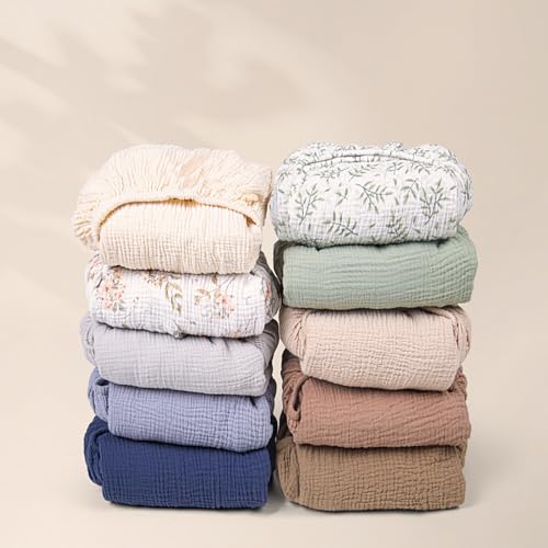 Image of lulumoon Baby Muslin Crib Sheets - Toddler Cotton Fitted Crib Sheets Neutral for Boys and Girls 2Pack
