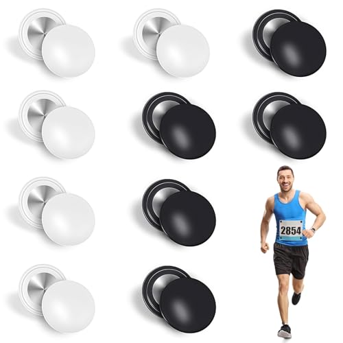 Arvoni 10 Piezas Imanes Dorsales Running, Iman Enfermeria Abre Cinturones para Fijar Número De Carrera, Imanes para Maratón, Correr, Triatlón, Accesorios De Running, Medallero Running (Blanco, Negro)