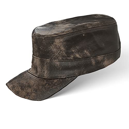 Black Forest Fox Herren Damen Leder Cuba Army Cap Hut Schirmmütze in versch. Farben & Leder (Vintage-Brown) Cover