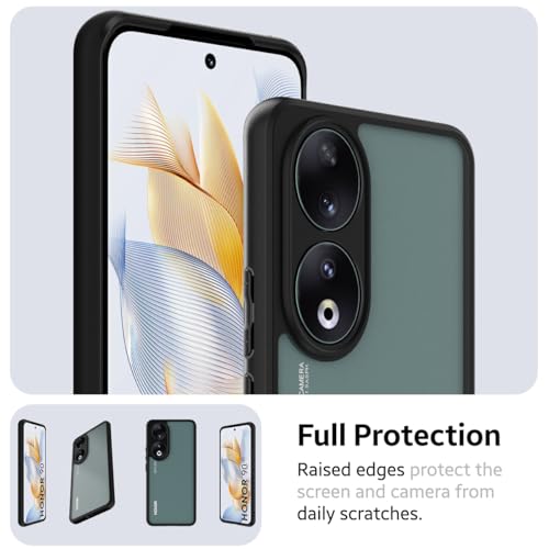 Image of KAPAVER Hybrid Clear Back Cover Case for Honor 90 | Protective Shockproof Cleare Hard PC Soft Flexible Black TPU Cover