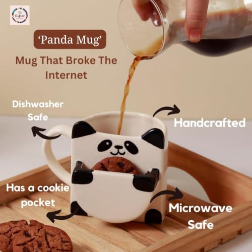 Image of Craftribal Cute Panda Ceramic Mug with Cookie Pocket for Tea, Coffee, Milk, Beverage Lover, Gifting, Girls, Boys, Kids, Friends, Anniversary, Birthday & Loved Ones Capacity (250 ml)