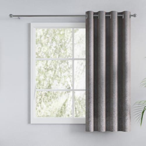 Image of haus & kinder Metallic Blackout Jacquard Window Curtain 5 Feet Long Pack of 1 | 100% Room Darkening Luxe Metallic Stone 130 x 152 cm