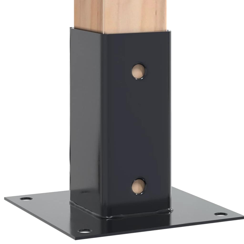Soporte para postes, cuadrado, 61 x 61 mm, 12 unidades | Acero galvanizado en caliente para hormigón y madera, para cenador, porche, valla