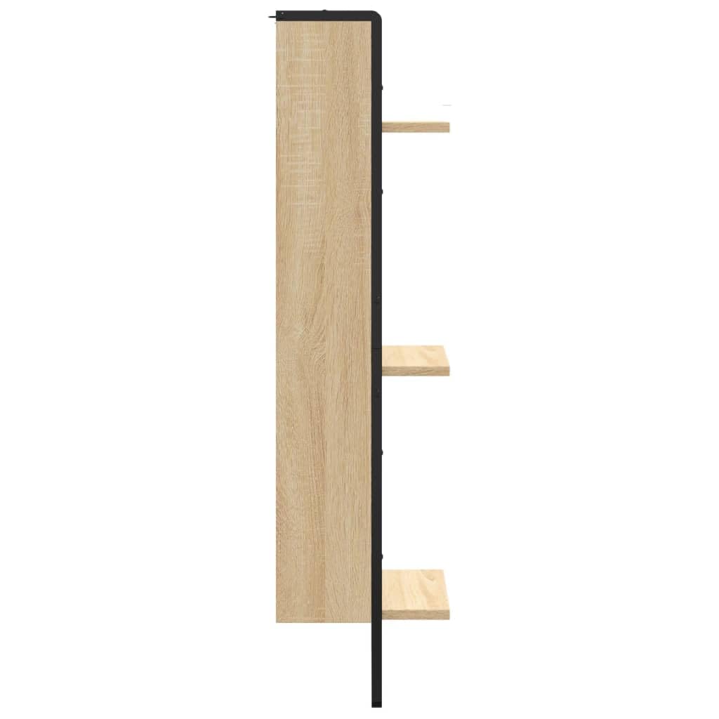 Wandregal 3 Fächer Sonoma Eiche Schweberegal Holzwerkstoff 30 x 25 x 100 cm Wandmontage für Aufbewahrung von Deko Büchern Organizer, Stabilität und Ordnung im Wohnzimmer