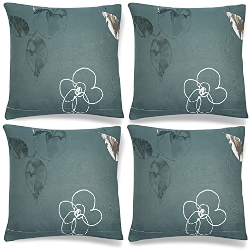 Image of HOKIPO Polyester Blend Stretchable Cushion Cover for Sofa 16 inch x 16 inch, Pack of 4 (AR-4098-D16*4),Grey