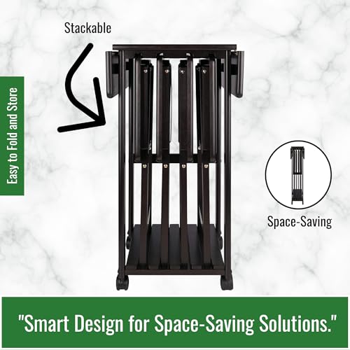 Image of Sophia 5-Piece Snack Tray Table Set Compact Design with Built-in Handles for Small Spaces Foldable Sturdy and Versatile Wooden Surface 23.39 D X 28.19 W X 33.94 H, Coffee Finish