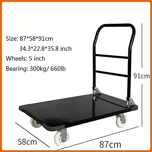Carretilla plegable de plataforma de acero con ruedas giratorias miniatura 2