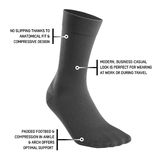 CEP Men’s Allday Mid-Cut Compression Wool Socks - Business, Dress, Travel Crew Cut Socks 6