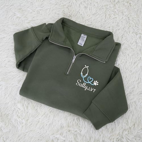Personalized Quarter Zip Vet Sweatshirt, Custom Gift For Veterinarian, Vet Tech, LVT, DVM Graduation Gifts3