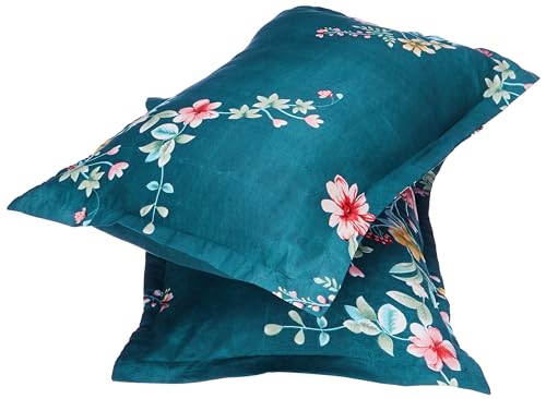 Amazon Brand – Solimo Serene Nocturne Pillow Covers, Premium Yarn, Soft and Comfortable, Fade-Resistant, Machine-Washable (Set of 2, 110 GSM, Floral, Multicoloured)