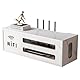 NUODWELL Wandmontierte WiFi-Router-Aufbewahrungsbox, Desktop-Holz-WLAN-Aufbewahrungsregal, schwebende Regale, TV-Set-Top-Rack, Netzkabel-Steckdosen-Aufbewahrungsregal für Schlafzimmer, Wohnzimmer