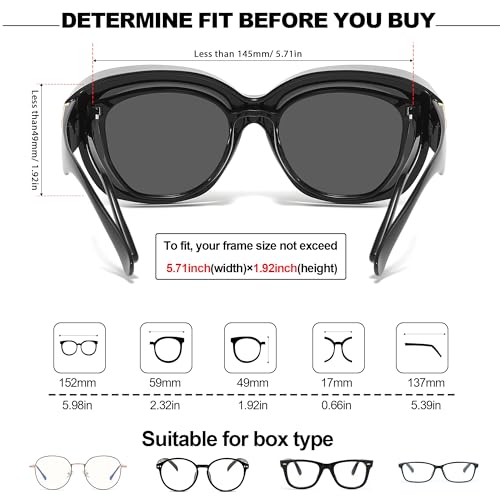 Trysee Oversized Polarized Fit Over Sunglasses for Women, Trendy UV400 Protection Sun Glasses for Driving TS42053