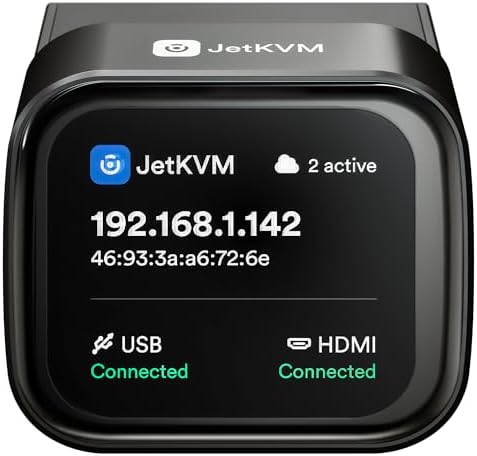 JetKVM IP KVM PC Remote Control, Jet KVM Over IP Internet Open-Source with Touchscreen LCD, Network IP KVM Switch Remote BIOS Access for Computer and Server Ultra-Low Latency