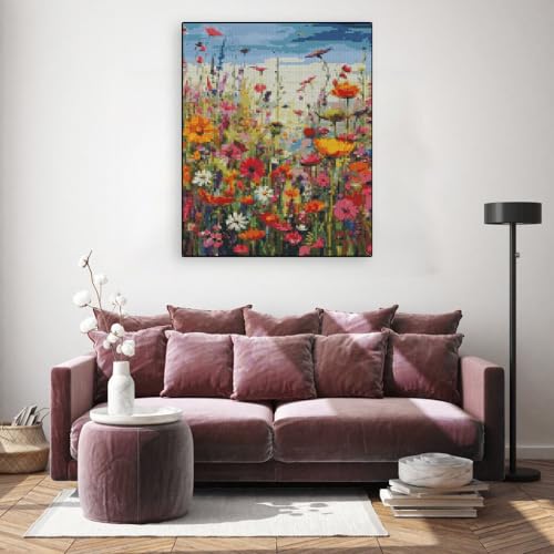 Kits de ponto cruz estampado com flores – Kits de ponto cruz contado com bordado para iniciantes e a