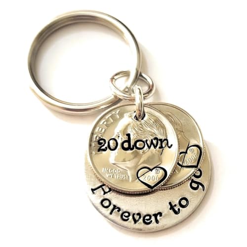 Two 2006 Dimes, 20 Years Down Forever To Go Keychain,