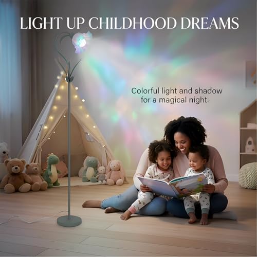 Image of HMVPL Flower Floor Lamp for Living Room, Flower Standing Lamp with Remote Control, Floral Cute Tall Lamp with RGB Bulb, Dimming, Timer, Arc Vintage Floor Lamp for Bedroom Corner Kids Room Reading