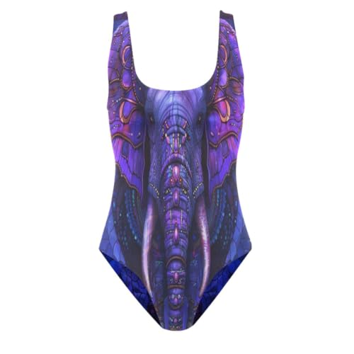 Maillot de bain éléphant violet une pièce anti-transparent - 5
