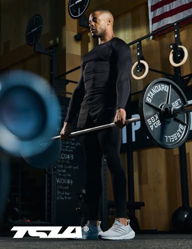 TSLA Men's UPF 50+ Compression Shirts, Cool Dry Long Sleeve Athletic Tops, Sports Baselayer Workout Shirt 5
