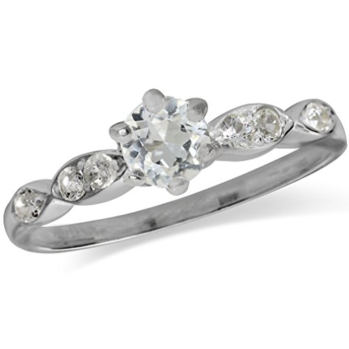Silvershake Genuine White Topaz 925 Sterling Silver Engagement Ring Size 7