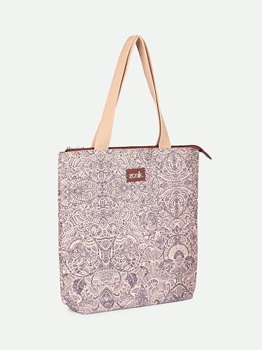 Image of ZOUK Ivy Tote Bag for Women | Handcrafted Jute Khadi with Vegan Leather Handles | Lightweight, Foldable & Travel-Friendly Everyday Carry Bag |