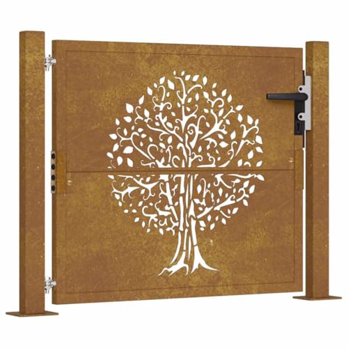 vidaXL - vidaXL Portail de Jardin, Portillon de Patio, Barrière de Sécurité, Porte d'Extérieure Terrasse, 100x125 cm Acier Corten Conception de l'arbre - -3%