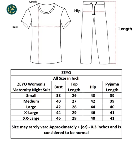 ZEYO-Womens-Cotton-Heart-Printed-Maternity-Feeding-Night-Suit-Set-of-Top-Pyjama-Nursing-Night-Dress-5629