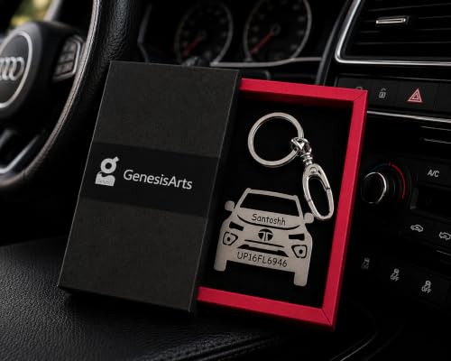 Image of Personalized Stainless Steel Key Chain /Key Ring | Durable, Compatible with All Models | Customized Car Number Plate | Ideal Gift for Him (Silver)