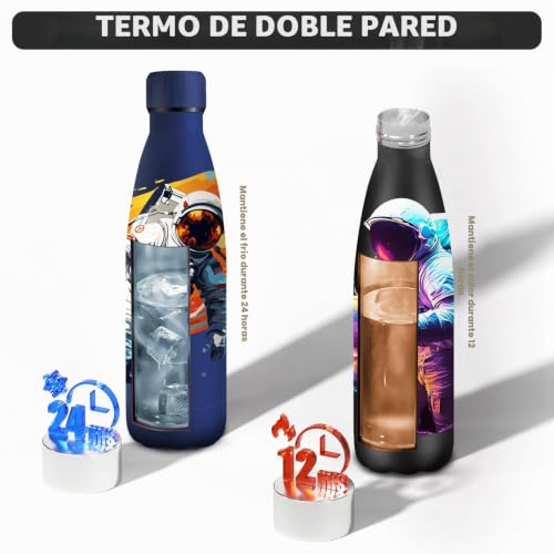 Miniatura 5 de HoneyHolly Botella Termica, 500 ml sin BPA, Botella Agua Acero Inoxidable, Doble Aislamiento, Cantimplora, A Prueba de Fugas, Acero Inoxidable 18/8, Cantimplora Termica para Deportes, Escuela, Yoga