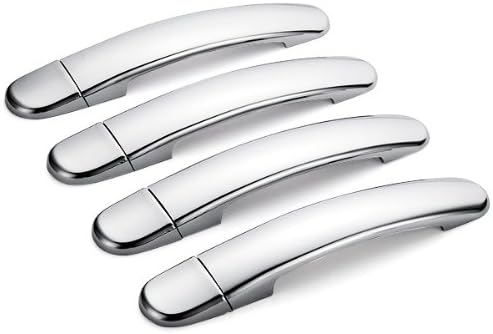 8 Pcs Complete Set Mirror Polished Triple Chrome Plated Door Handle Cover Kit 3M Adhesive Tape Stick On Without Keyhole With Smart Access For 2009-2012 Volkswagen Tiguan 2010-2011 Volkswagen Polo 2010-2011 Skoda Yeti
